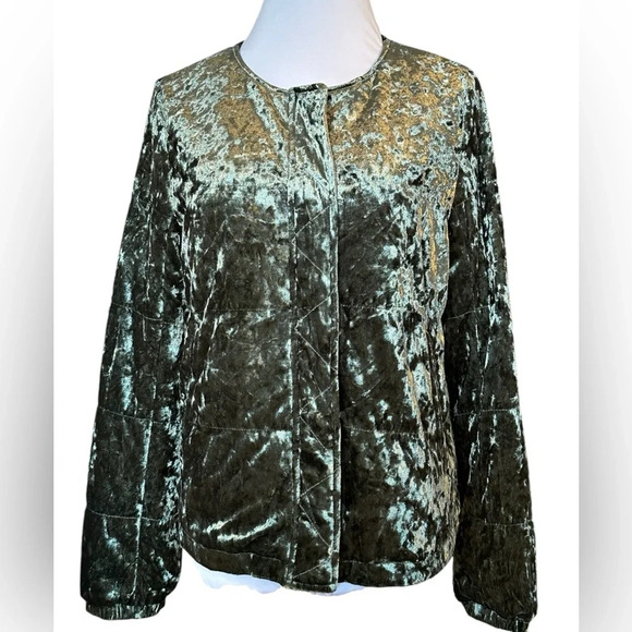 Sanctuary Crushed Velvet Evergreen Bomber Jacket - Picture 2 of 6
